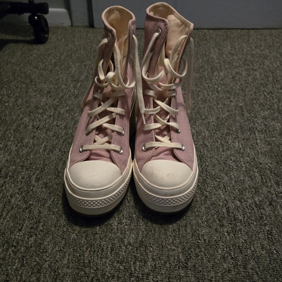 Converse Pink High-Top Heeled Sneakers - Picture 2 of 6